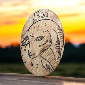 Wooden Goat Art Plaque